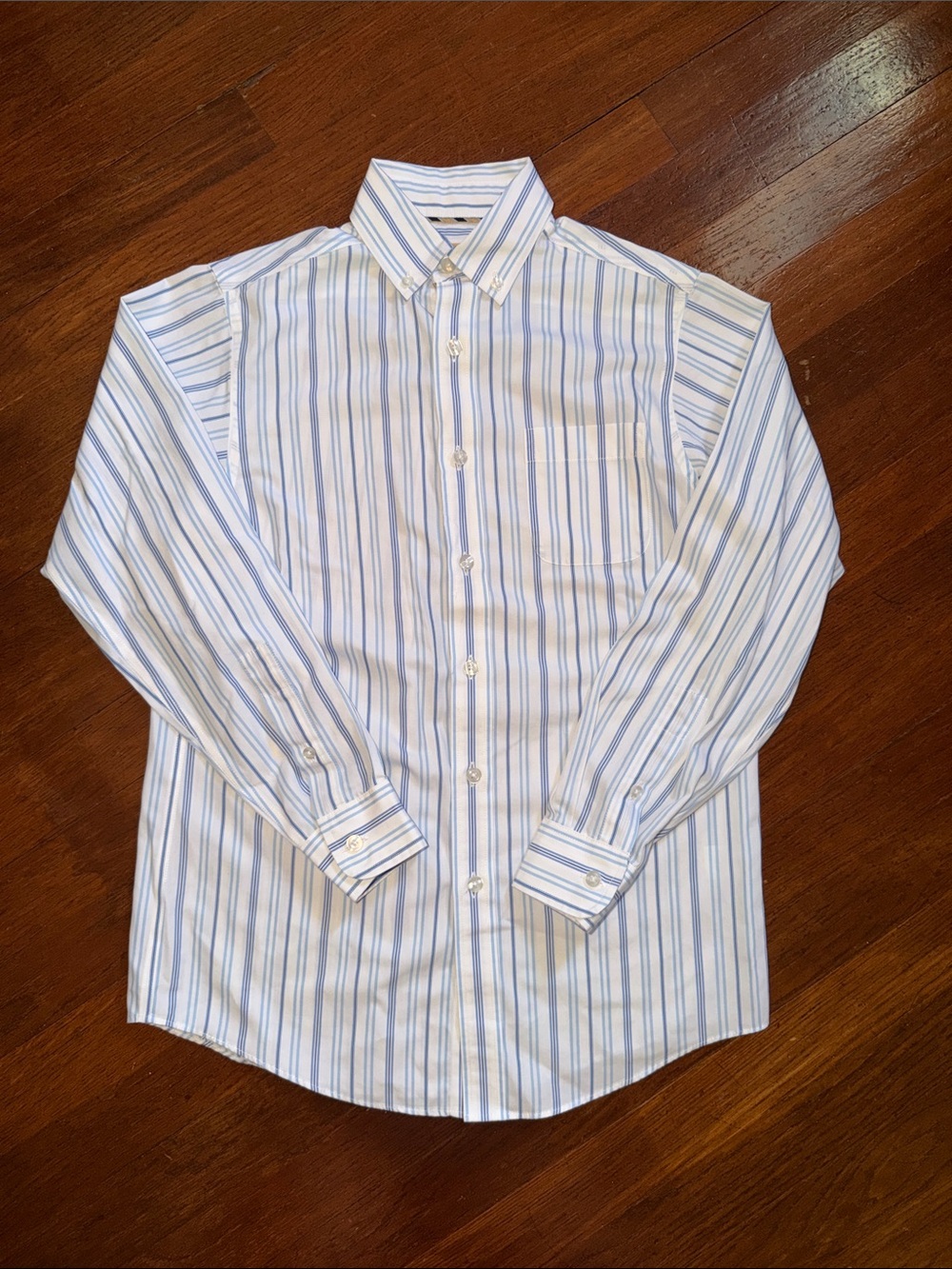 Boys Blue and White Stripe Class Club Gold Label Shirt Size 12